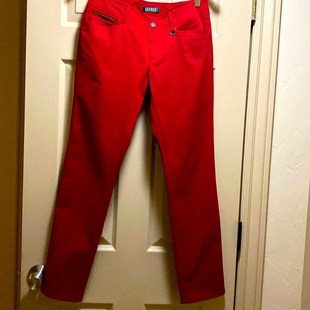 Ralph Lauren red pants size 4 93 % cotton 7% Elastane